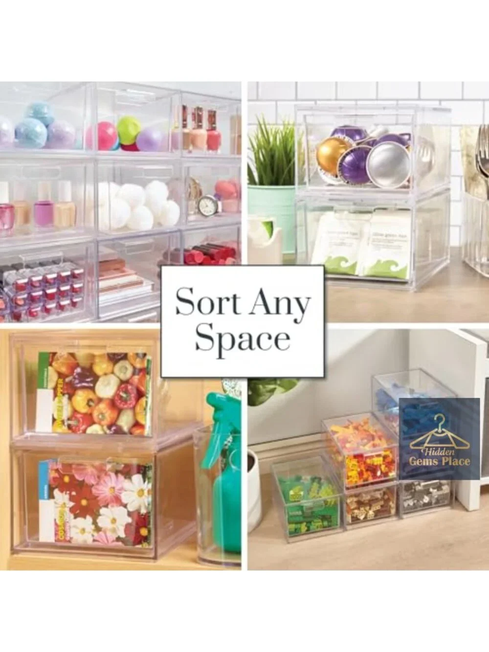 Clear Stackable Storage Drawers 2-Pack BPA-Free Plastic Organizer Vanity Makeup
